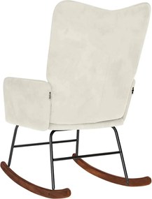 vidaXL Κουνιστή Πολυθρόνα Κρεμ Βελούδινη