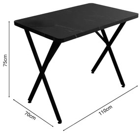 Τραπέζι Zeryin pakoworld μαύρο μελαμίνης-μαύρο μέταλλο 70x110x75εκ