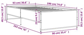 ΠΛΑΙΣΙΟ ΚΡΕΒΑΤΙΟΥ ΜΑΥΡΟ 90 X 190 ΕΚ. ΕΠΕΞ. ΞΥΛΟ &amp; ΜΕΤΑΛΛΟ 845246