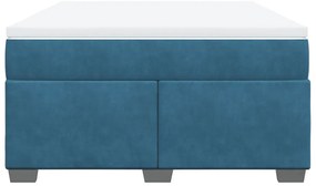 vidaXL Κρεβάτι Boxspring με Στρώμα Σκούρο Μπλε 140x200 εκ. Βελούδινο