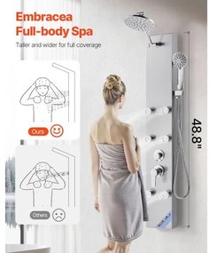 VEVOR Shower Panel Tower System Stainless Steel Column Rainfall Head Massage Jet