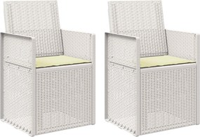 vidaXL Καρέκλες Εστιατορίου Κήπου 2 pcs Λευκό και Κρεμ PP