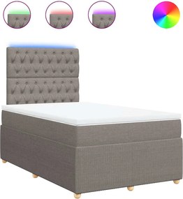 vidaXL Κρεβάτι Boxspring με Στρώμα Taupe 120x190 εκ. Υφασμάτινο