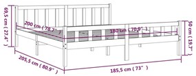 Πλαίσιο Κρεβατιού Γκρι 180 x 200 εκ Ξύλο Πεύκου Super King - Γκρι