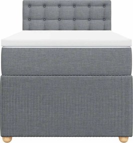 vidaXL Κρεβάτι Boxspring με Στρώμα Ανοιχτό Γκρι 90x190 εκ. Υφασμάτινο