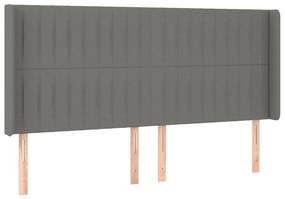 vidaXL Κρεβάτι Boxspring με Στρώμα &amp; LED Σκ.Γκρι 180x200 εκ Υφασμάτινο