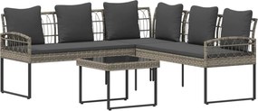 vidaXL Σέτ καναπέ κήπου με μαξιλάρι 2 pcs Γκρι Πολυ-ρακί και Χάλυβας