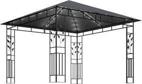 vidaXL Κιόσκι με Σήτα και Φωτάκια LED Ανθρακί 3 x 3 x 2,73 μ.