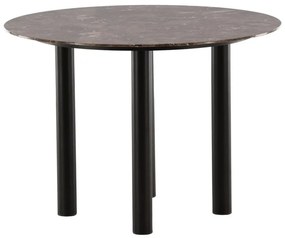 Τραπέζι Dallas 3417, Μαύρο, Καφέ μάρμαρο, 75cm, Γυαλί, Μέταλλο | Epipla1.gr