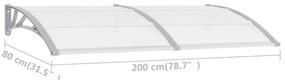 Στέγαστρο Πόρτας Γκρι / Διαφανές 200 x 75 εκ. Πολυανθρακικό - Πολύχρωμο