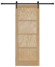 vidaXL Συρόμενη Πόρτα με Σετ Εξαρτημάτων 83x211 cm Συμπαγές Ξύλο Πεύκου