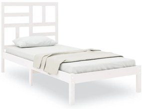 vidaXL Πλαίσιο Κρεβατιού Λευκό 75x190 εκ. Μασίφ Ξύλο Small Single