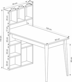 Γραφείο Λευκό / Καρυδί CLOAS 120x60x119
