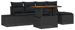 vidaXL Σέτ φαγητού για κήπο με μαξιλάρι 6 pcs Μαύρο, Καφέ