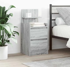 Κομοδίνο με 2 συρτάρια Γκρι Sonoma 38x34x80 εκ.