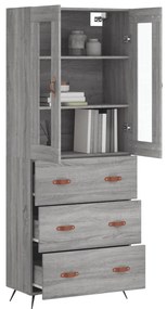 vidaXL Ντουλάπι Γκρι Sonoma 69,5 x 34 x 180 εκ. Επεξεργασμένο Ξύλο