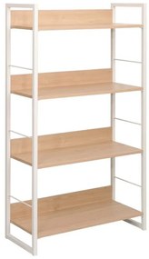 Βιβλιοθήκη Dorfie σε φυσική απόχρωση με λευκό μέταλλο 70x30x124.5εκ. 70x30x124.5 εκ.