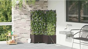 vidaXL Γλάστρα Κήπου 3 τμχ. Καφέ 80 x 80 x 142 cm PP