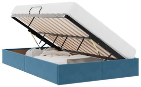 vidaXL Κρεβάτι Αποθήκης με στρώμα Σκούρο Μπλε 120 x 200 cm Βελούδο
