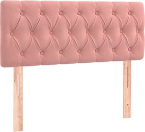 vidaXL Κρεβάτι Boxspring με Στρώμα Ροζ 90x190 εκ. Βελούδινο