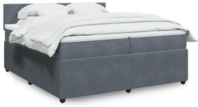 vidaXL Κρεβάτι Boxspring με Στρώμα Σκούρο Γκρι 200x200 εκ. Βελούδινο