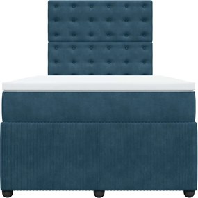 vidaXL Κρεβάτι Boxspring με Στρώμα Μπλε 120x200 εκ. Βελούδινο