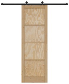 vidaXL Συρόμενη Πόρτα με Σετ Χαλικών 78x232 εκ. Μασίφ Ξύλο Πεύκου