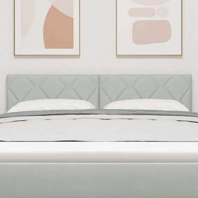 vidaXL LED κεφαλάρι Ανοιχτό γκρι 160 cm Βελούδο