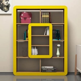 Stewehome Βιβλιοθήκη Λευκό Κίτρινο 108.4x21.8x140 cm
