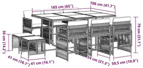 vidaXL Σετ Τραπεζαρίας Κήπου 11 τεμ Μαύρο από Συνθ. Ρατάν με Μαξιλάρια