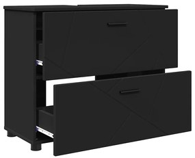 vidaXL Σετ Επίπλων Μπάνιου με συρτάρι 3 pcs Μαύρο 76,5 x 35 x 64 εκ