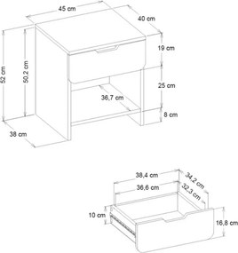 Κομοδίνο Mida Megapap χρώμα sandstone 45x40x52εκ.