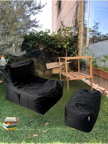 Πουφ αχλάδι και υποπόδιο 35x75x70 cm - Μαύρο