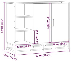 Sideboard Sonoma Oak 92x35x76 cm Κατασκευασμένο ξύλο - Καφέ