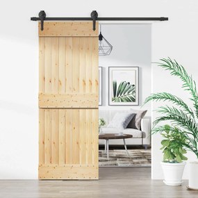 vidaXL Συρόμενη Πόρτα Φυσικό και Μαύρο 80 x 210 cm