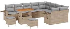 vidaXL Σετ Καναπέ Κήπου 12 pcs Μπεζ συνθετικό ρατάν