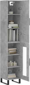 vidaXL Ντουλάπι Γκρι Σκυροδέματος 34,5x34x180 εκ. Επεξεργασμένο Ξύλο