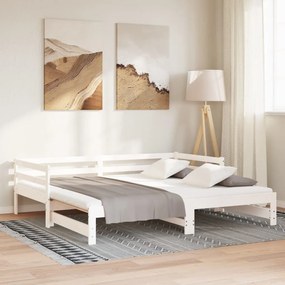 vidaXL Καναπές Κρεβάτι Λευκός 2 x (90 x 200) εκ. από Μασίφ Ξύλο Πεύκου