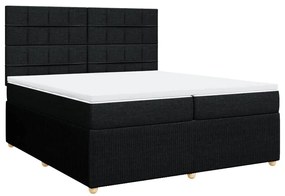 Κρεβάτι Boxspring με Στρώμα Μαύρο 200x200 εκ. Υφασμάτινο - Μαύρο