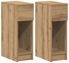 vidaXL Κομοδίνα με συρτάρι 2 τεμ. Αρτισιανή Δρυς 20x36x60 εκ.