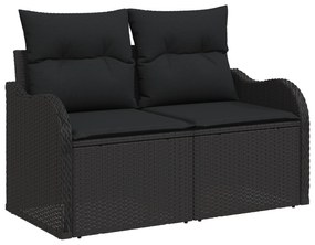 vidaXL 10 Τεμαχίων Σετ Καναπέ Κήπου με Μαξιλάρια Μαύρο Πολυ Ρατάν Ακακίας