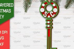 Σετ των 3 Intra απο ξύλο plywood 3mm-4mm πάχος Σχέδιο κοπής με λέιζερ Χριστουγεννιάτικο στολίδι με κλειδί Δίασταση 8x8 cm INTRAFABR-103294364