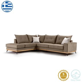 Γωνιακός καναπές δεξιά γωνία Luxury II pakoworld ύφασμα mocha-cream 290x235x95εκ