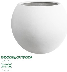 20766 GloboStar® Artificial Garden MURANO 20766 Επιδαπέδιο Πολυεστερικό Τσιμεντένιο Κασπώ Γλάστρα - Flower Pot Λευκό Φ90 x Υ70cm