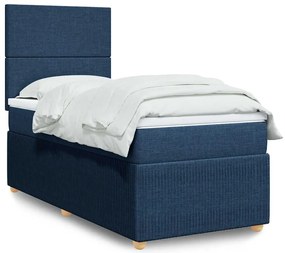 vidaXL Κρεβάτι Boxspring με Στρώμα Μπλε 80x200 εκ. Υφασμάτινο