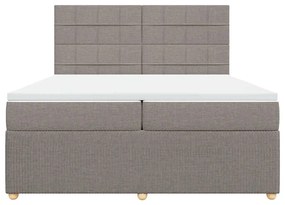 vidaXL Κρεβάτι Boxspring με Στρώμα Taupe 200x200 εκ. Υφασμάτινο