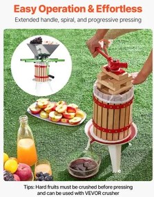 VEVOR Fruit Wine Press Manual Press for Wine Making 1.6 Gal/6L Wood Basket