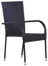 vidaXL Σέτ φαγητού για κήπο 7 pcs Μαύρο Πολυ ράταν