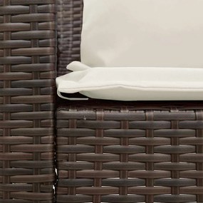 vidaXL Καναπές κήπου 5θέσιος με μαξιλάρια Brown Poly Rattan