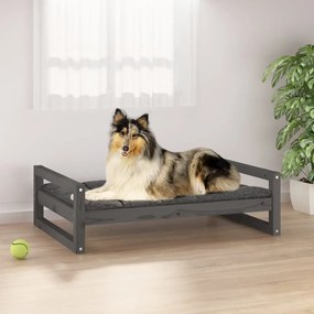 Κρεβάτι Σκύλου Γκρι 95,5 x 65,5 x 28 εκ. από Μασίφ Ξύλο Πεύκου - Γκρι